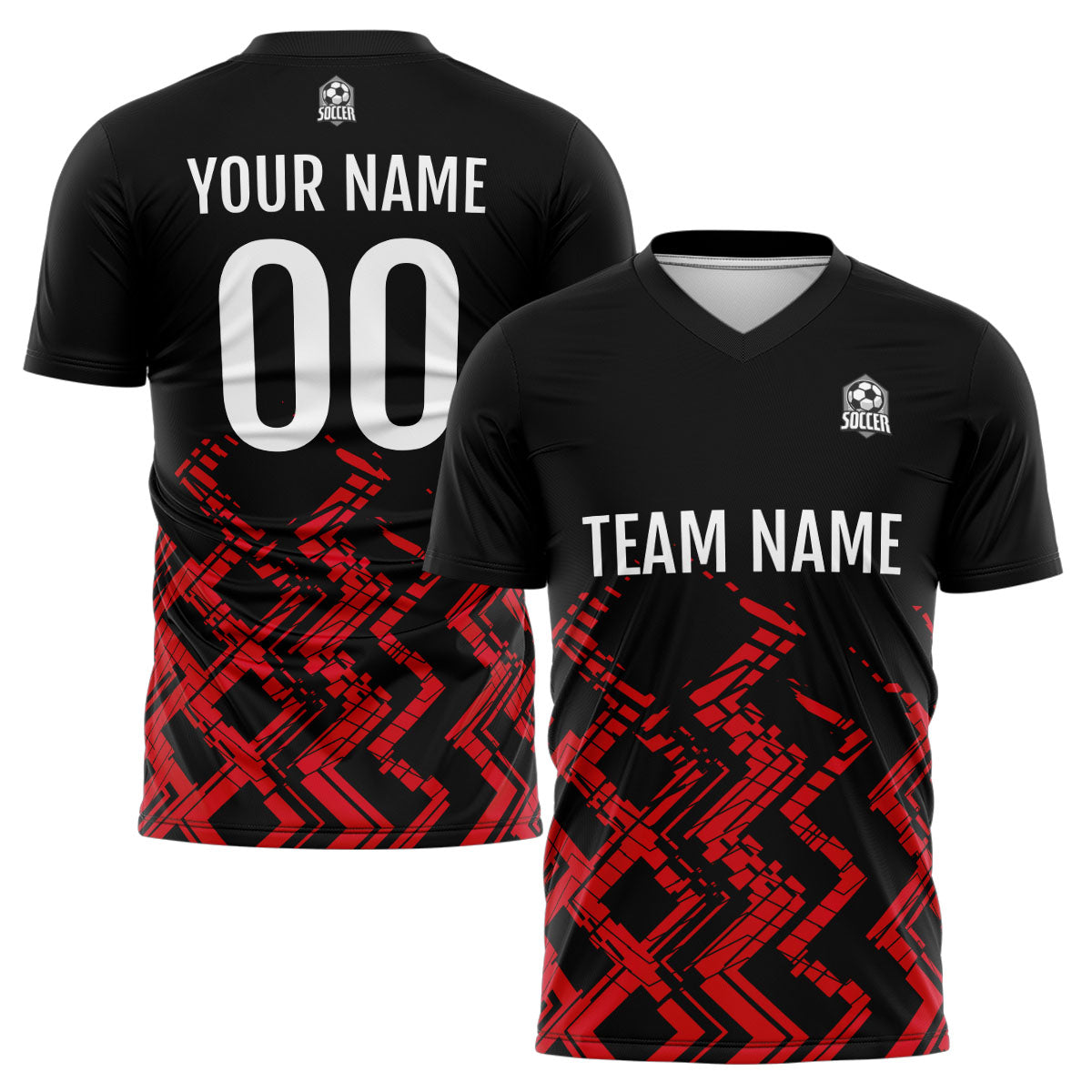 Custom Black Red Soccer Jerseys for Men Women Personalized Soccer Uniforms for Adult and Kid enthsush