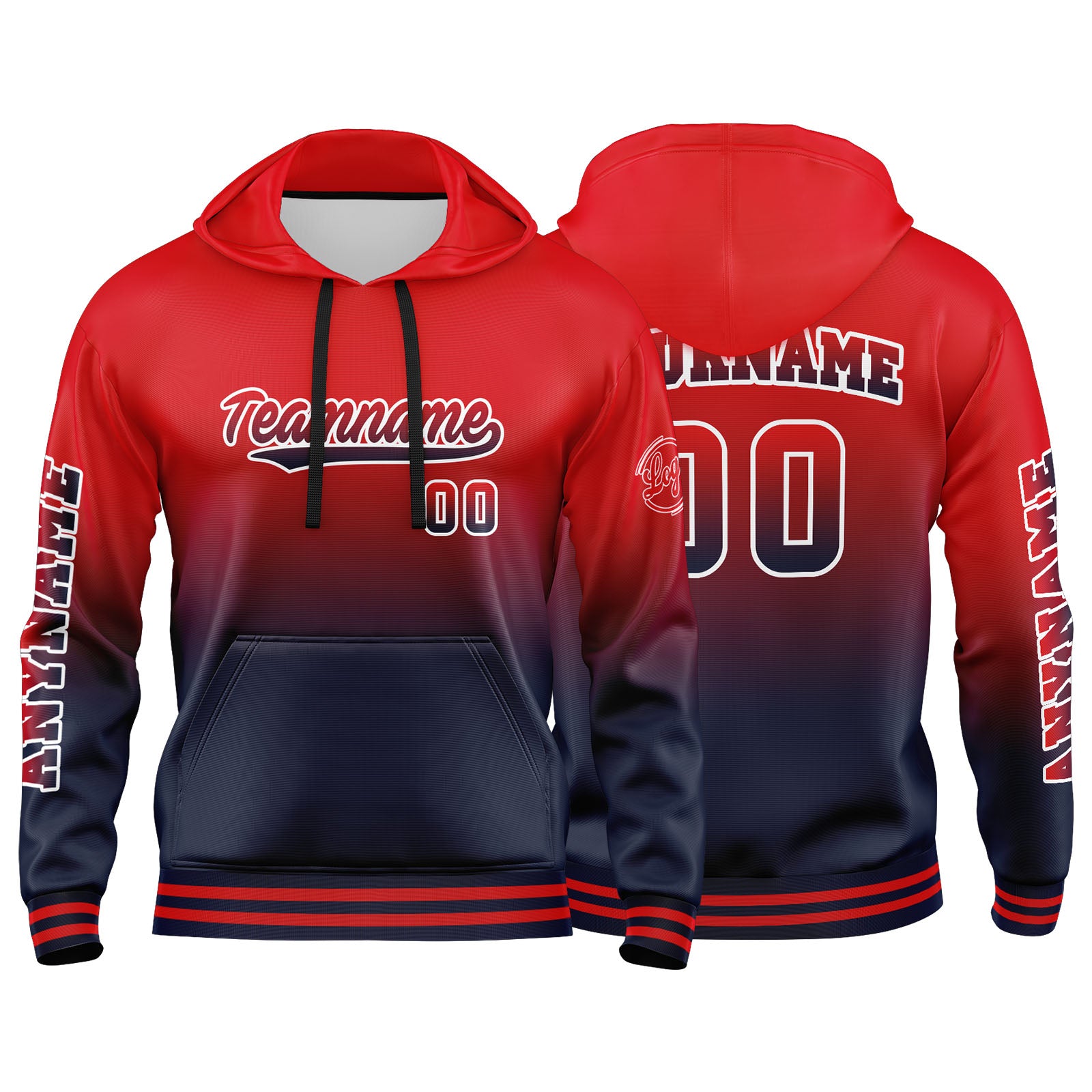 Custom Navy Red Sweatshirt Hoodie For Men Women Girl Boy Print Your Logo Name Number enthsush
