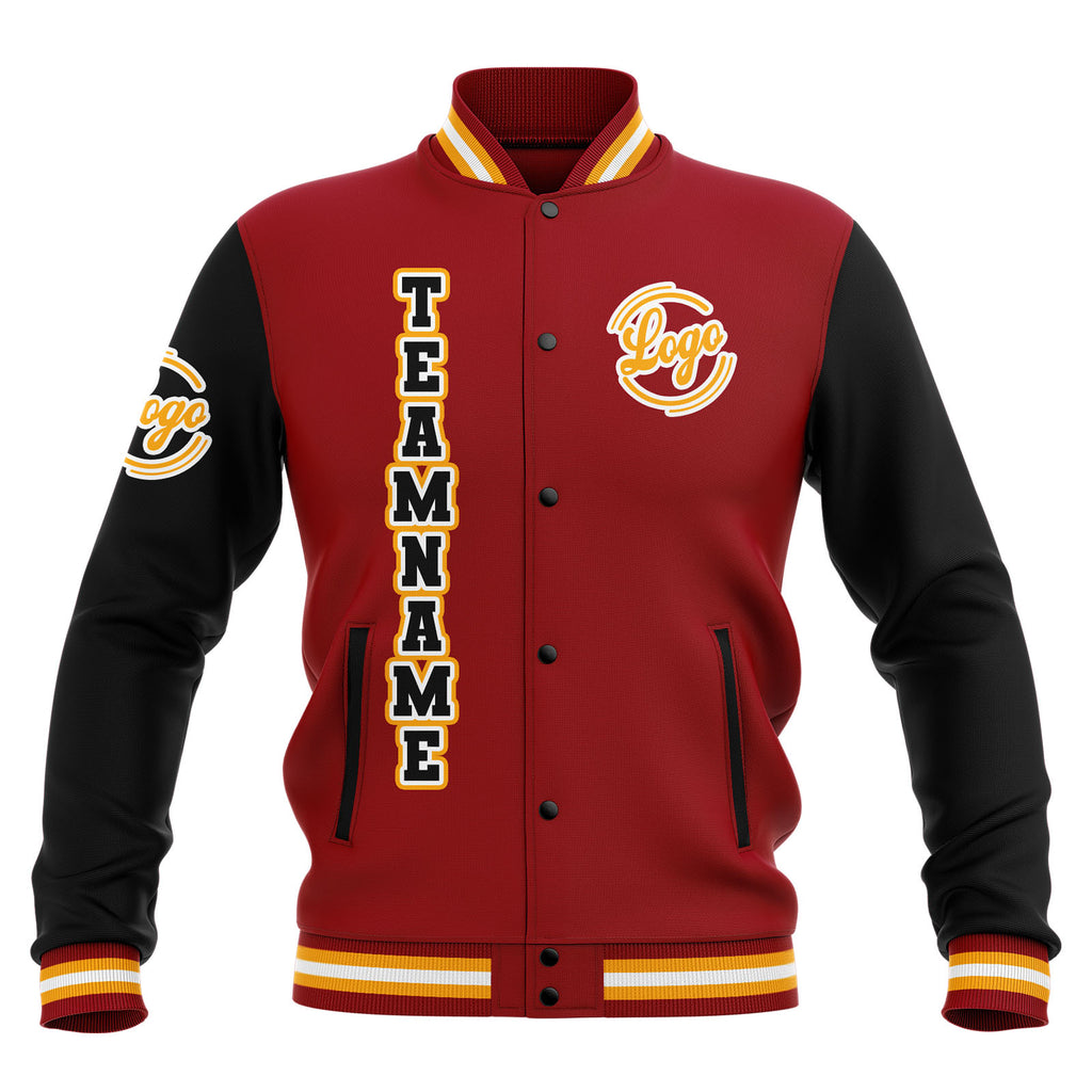 Custom Black Red Yellow Waterproof Varsity Jackets Personalized Stitched Name Number Logo to Letterman Jackets enthsush