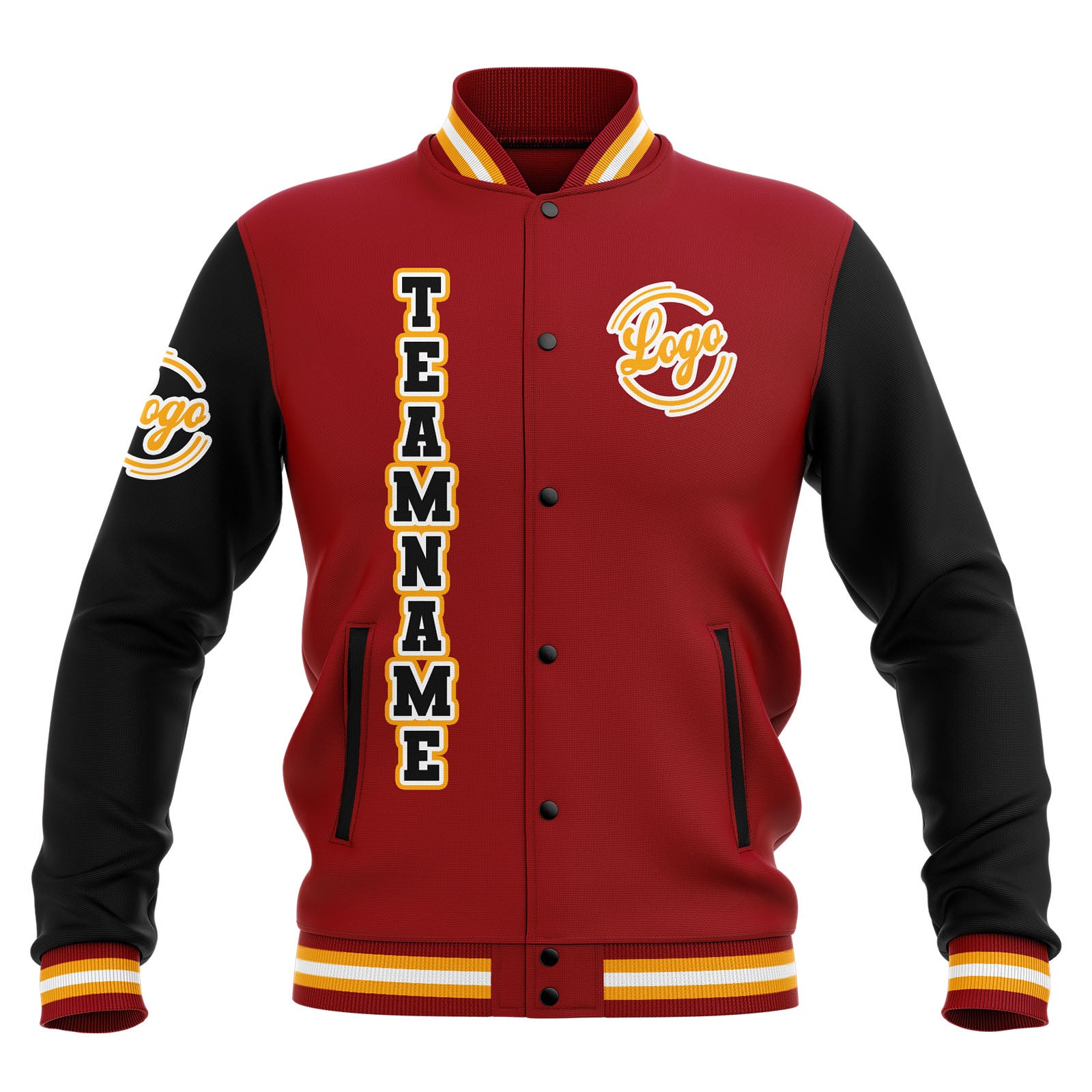 Custom Black Red Yellow Waterproof Varsity Jackets Personalized Stitched Name Number Logo to Letterman Jackets enthsush