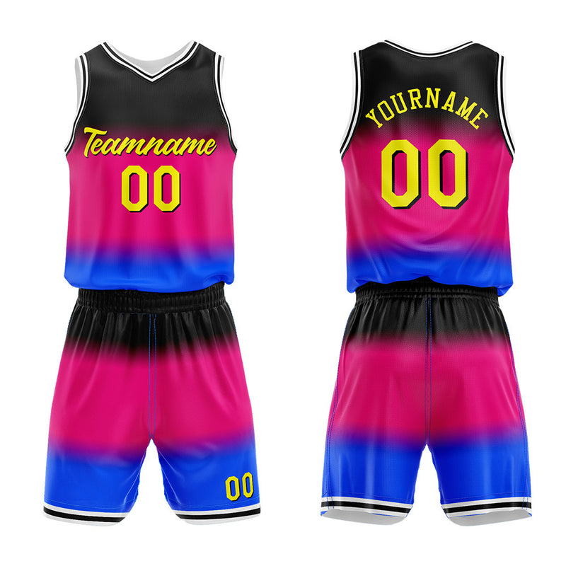 Custom Basketball Jersey Uniform Suit Printed Your Logo Name Number Gradient-Hot Pink enthsush