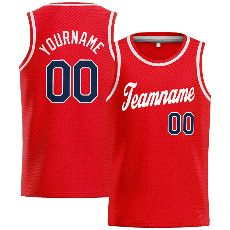 Custom Stitched Basketball Jersey for Men, Women And Kids Red-White-Navy