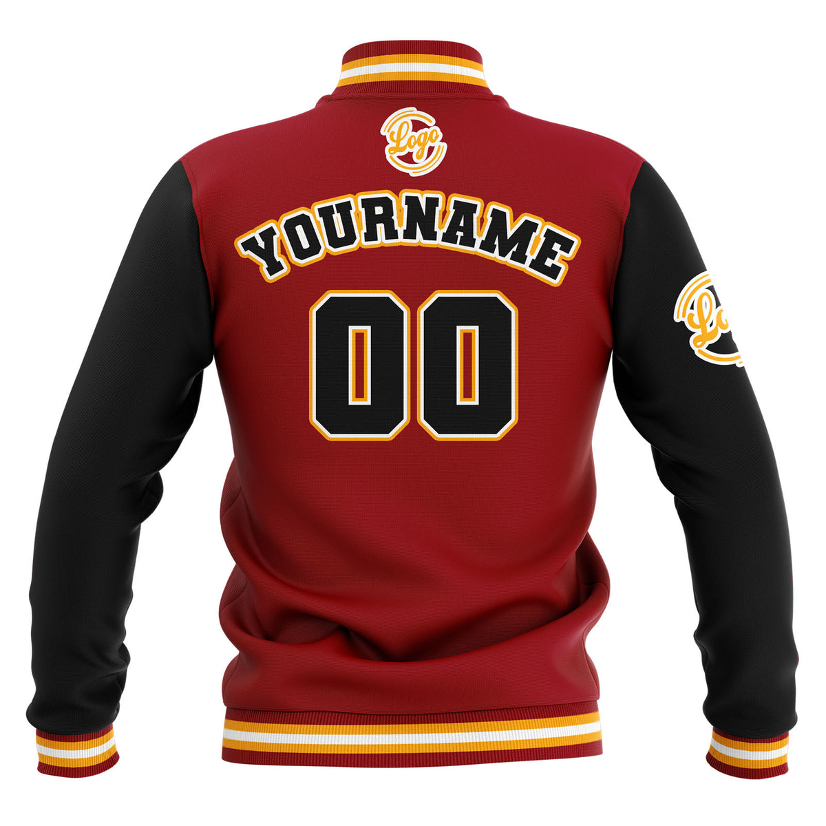 Custom Black Red Yellow Waterproof Varsity Jackets Personalized Stitched Name Number Logo to Letterman Jackets enthsush