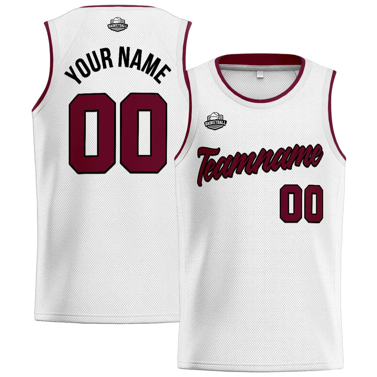 Custom Stitched Basketball Jersey for Men, Women  And Kids White-Burgundy enthsush