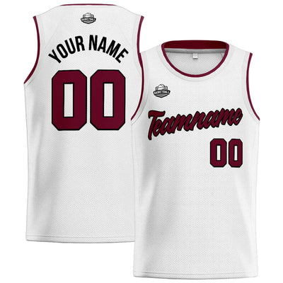 Custom Stitched Basketball Jersey for Men, Women  And Kids White-Burgundy enthsush