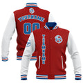 Custom Red White Blue Waterproof Varsity Jackets Personalized Stitched Name Number Logo to Letterman Jackets enthsush