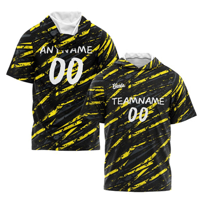 Custom Black Yellow Short Sleeve Hoodies for Men Women Shirts with Hoods Printed Name Logo enthsush