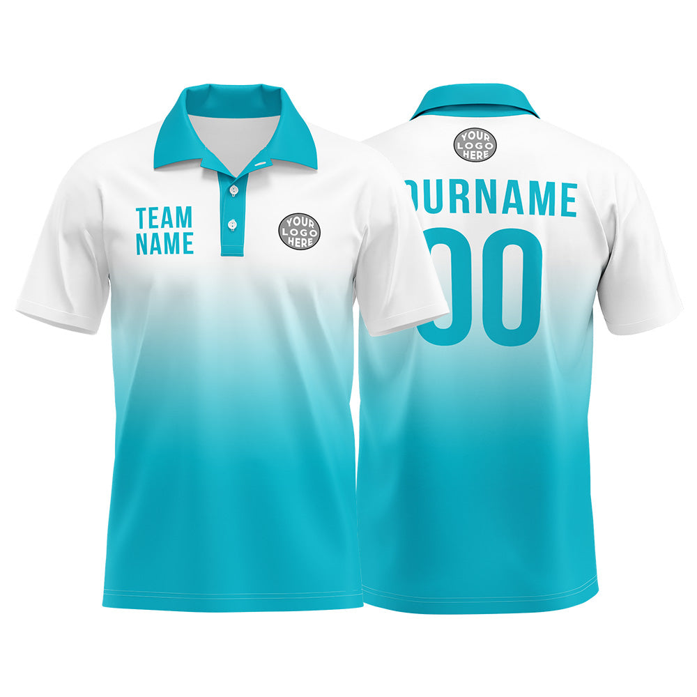 Custom Blue White Football Polo Shirts Add Your Unique Logo/Name/Number enthsush