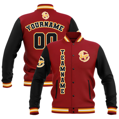 Custom Black Red Yellow Waterproof Varsity Jackets Personalized Stitched Name Number Logo to Letterman Jackets enthsush