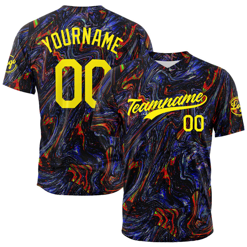 Custom Full Print Design Authentic Baseball Jersey Fluid-Black