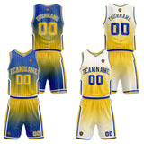 Custom Gradient Royal Yellow Reversible Basketball Suit for Adults and Kids Personalized Jersey