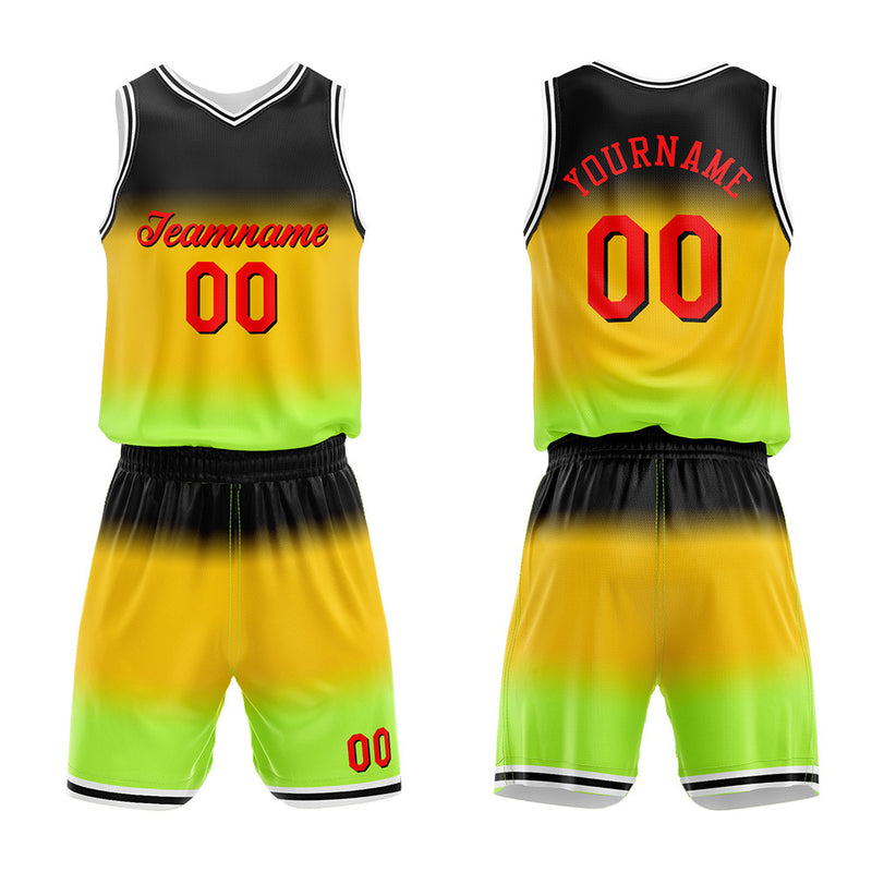 Custom Basketball Jersey Uniform Suit Printed Your Logo Name Number Gradient-Yellow enthsush