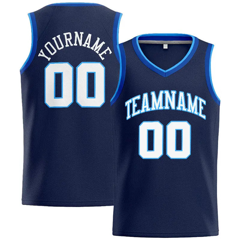 Custom Stitched Basketball Jersey for Men, Women And Kids Navy-White-Royal-Light Blue enthsush