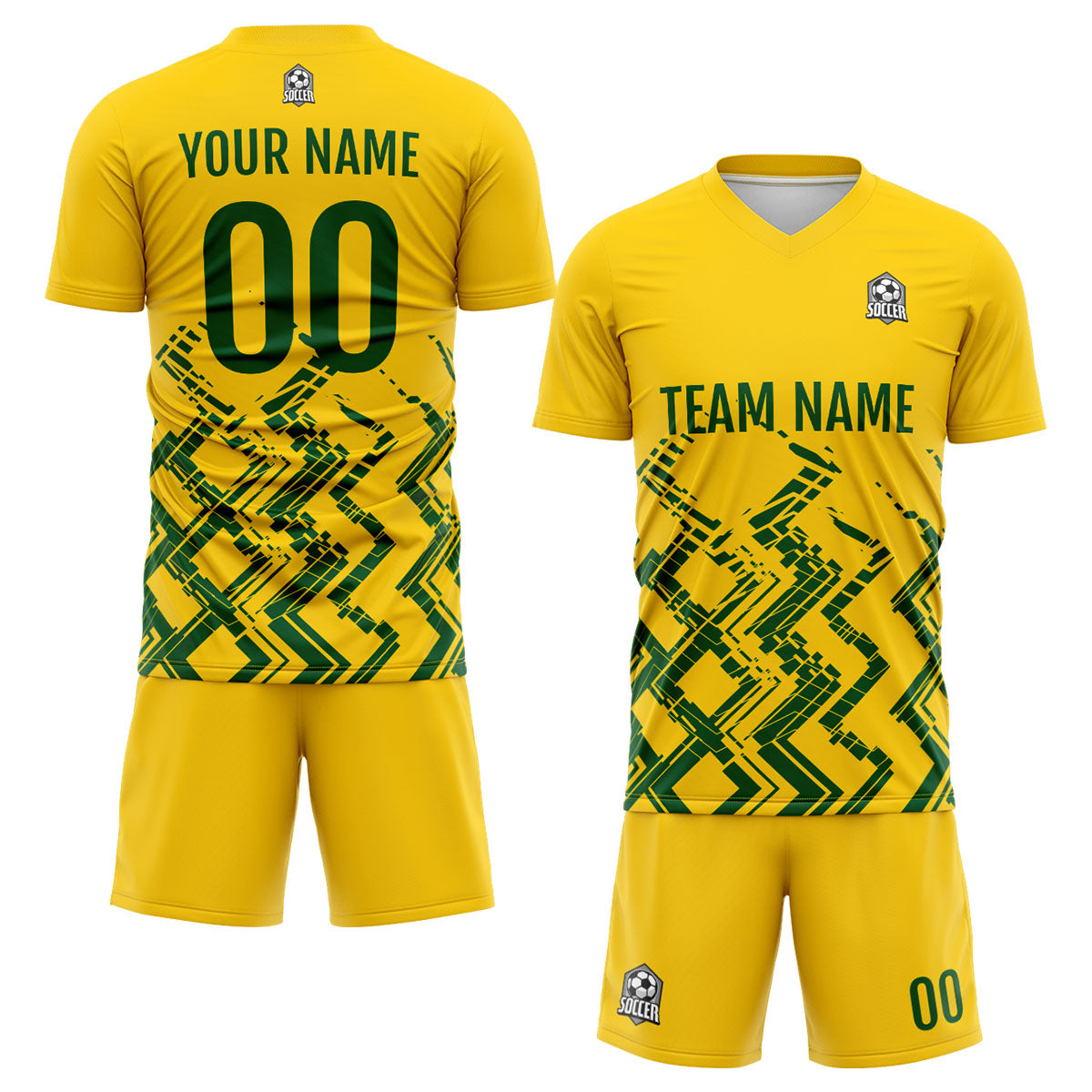 Custom Yellow Green Soccer Jerseys for Men Women Personalized Soccer Uniforms for Adult and Kid enthsush