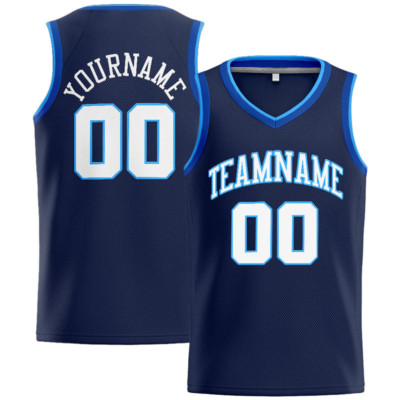 Custom Stitched Basketball Jersey for Men, Women And Kids Navy-White-Royal-Light Blue