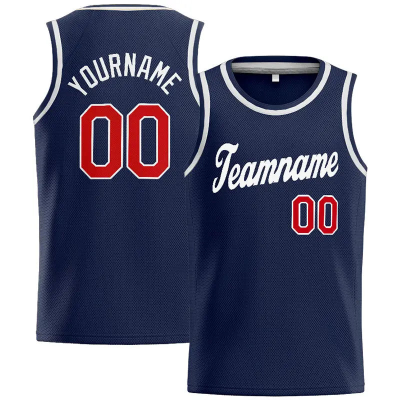 Custom Stitched Basketball Jersey for Men, Women And Kids Navy-Red-White enthsush