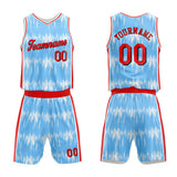 Custom Basketball Jersey Uniform Suit Printed Your Logo Name Number Acoustic wave-Light Blue