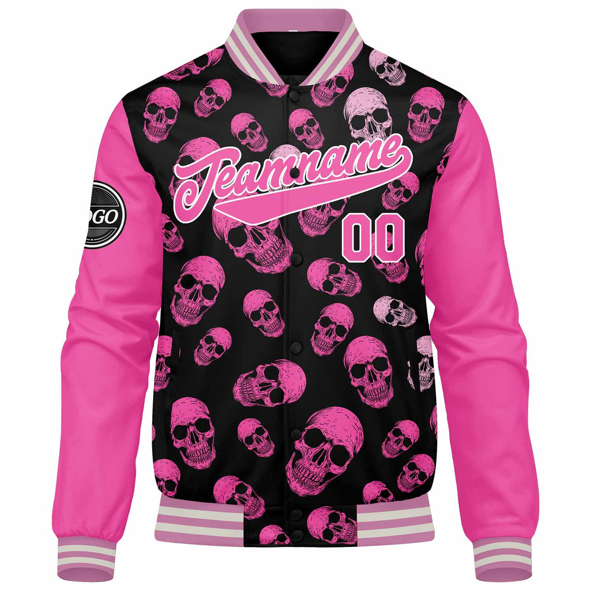 Custom Varsity Jacket Letterman jacket for Men, Women and Youth Pink enthsush