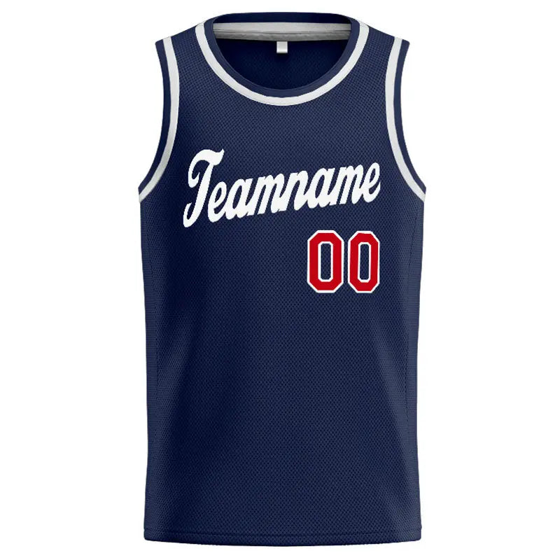 Custom Stitched Basketball Jersey for Men, Women And Kids Navy-Red-White enthsush