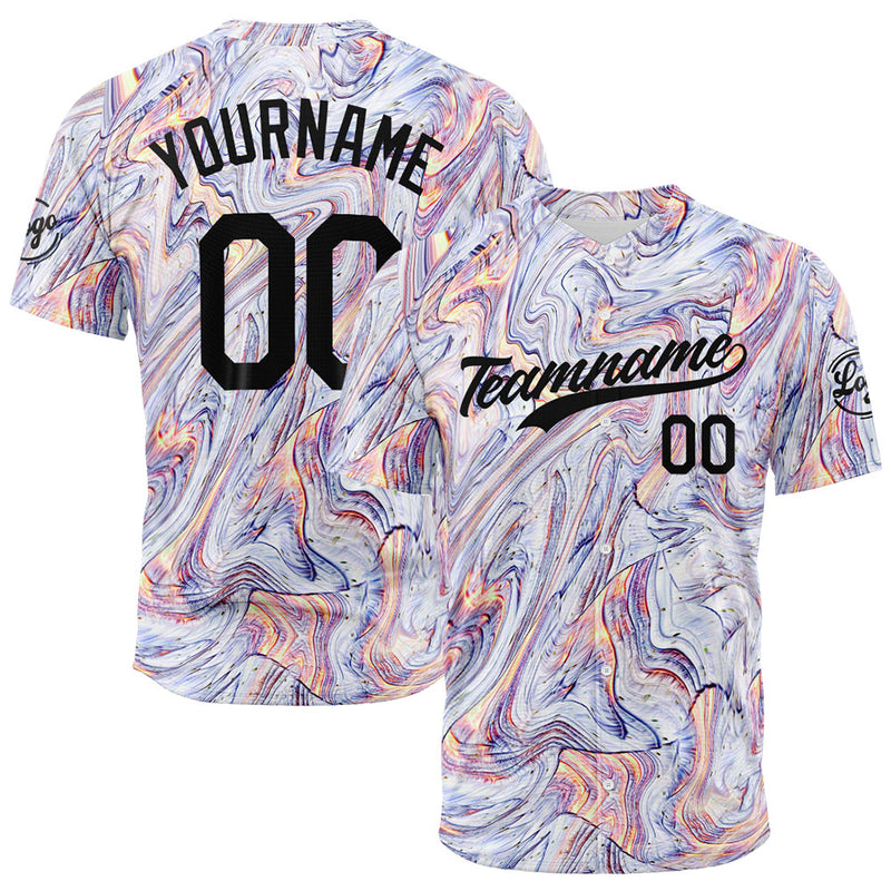 Custom Full Print Design Authentic Baseball Jersey Fluid-White