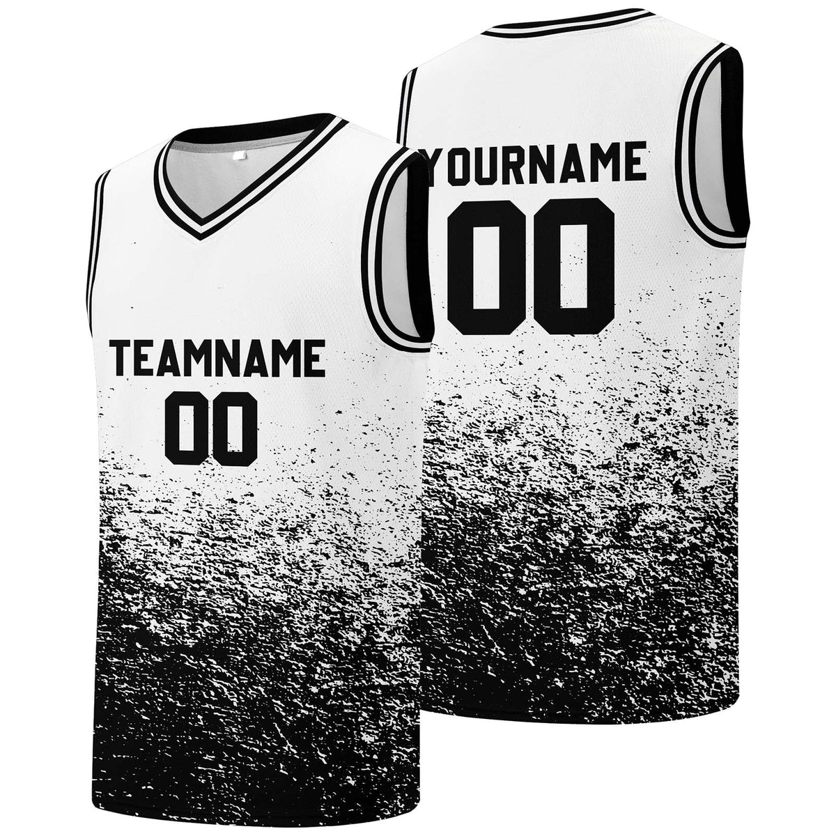 Custom basketball jersey for men and women. Stitched and printed name, number and logo White&Black enthsush