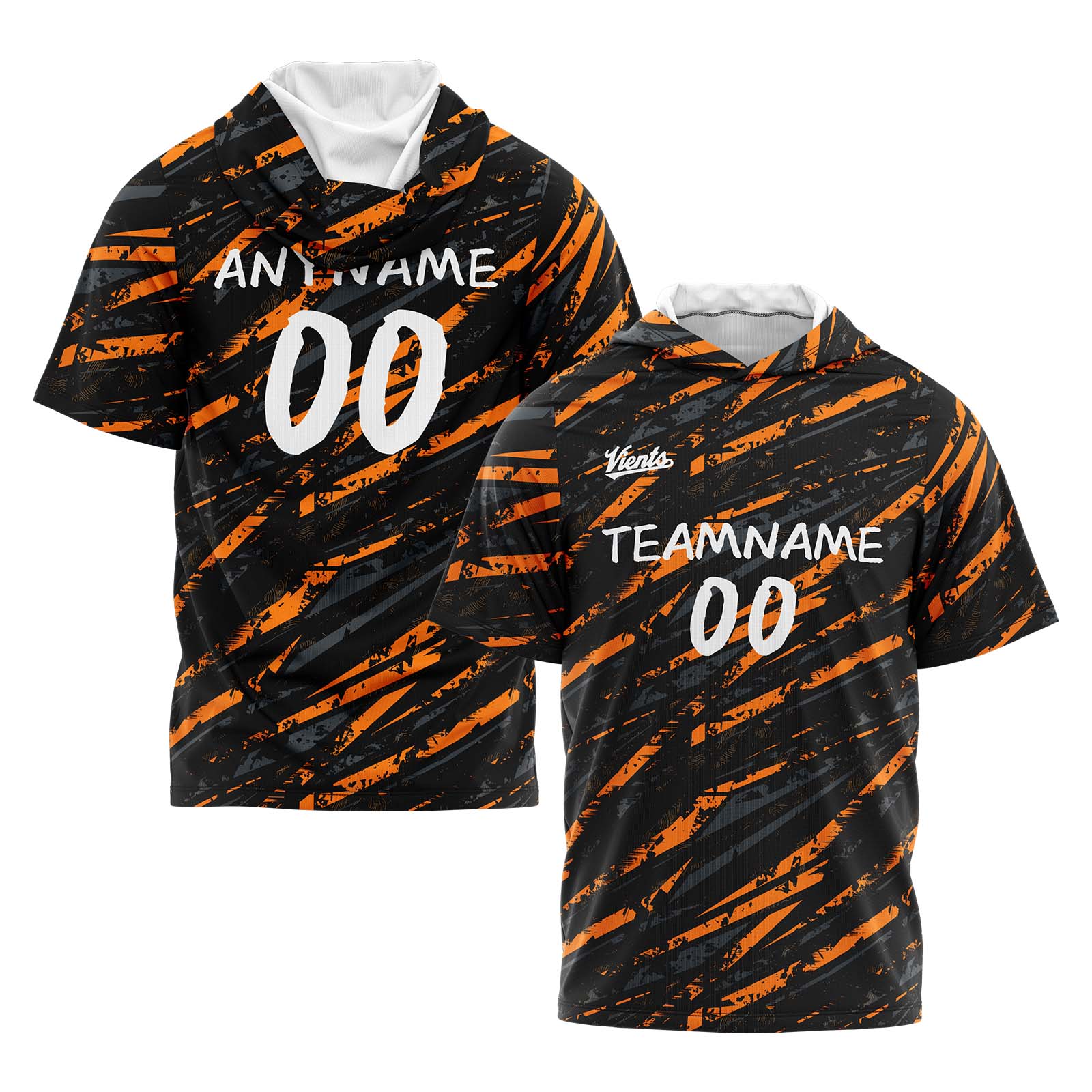 Custom Black Orange Short Sleeve Hoodies for Men Women Shirts with Hoods Printed Name Logo enthsush