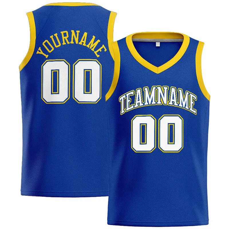 Custom Stitched Basketball Jersey for Men, Women And Kids Royal-White-Yellow enthsush