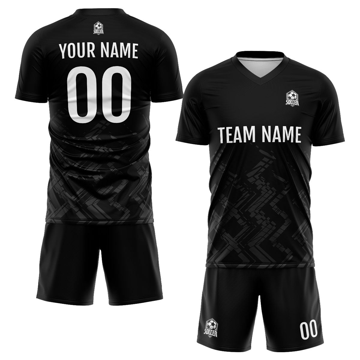 Custom Black Grey Soccer Jerseys for Men Women Personalized Soccer Uniforms for Adult and Kid enthsush