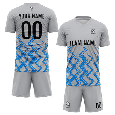Custom Grey Blue Soccer Jerseys for Men Women Personalized Soccer Uniforms for Adult and Kid enthsush