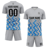 Custom Grey Blue Soccer Jerseys for Men Women Personalized Soccer Uniforms for Adult and Kid