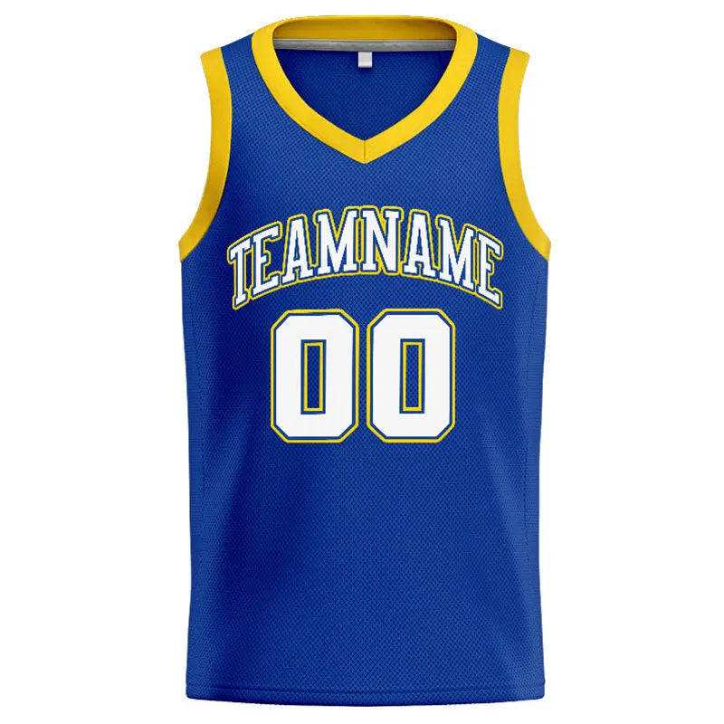 Custom Stitched Basketball Jersey for Men, Women And Kids Royal-White-Yellow enthsush