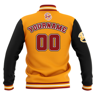 Custom Black Yellow Red Waterproof Varsity Jackets Personalized Stitched Name Number Logo to Letterman Jackets enthsush