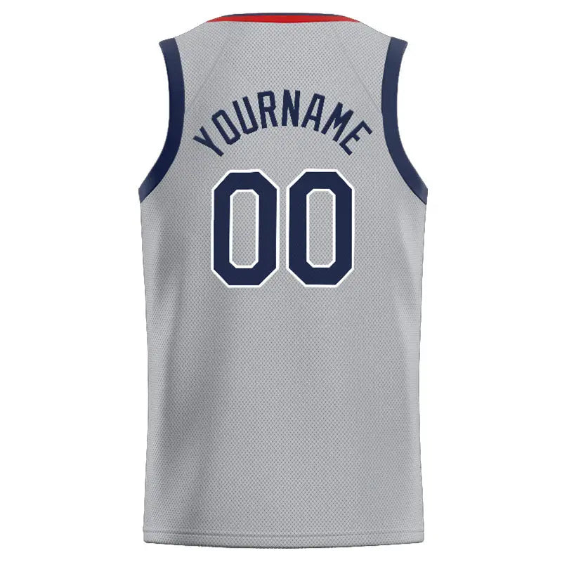 Custom Stitched Basketball Jersey for Men, Women And Kids Gray-Red-Navy enthsush