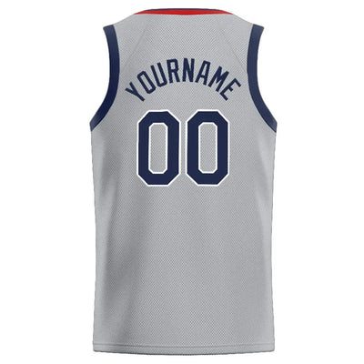 Custom Stitched Basketball Jersey for Men, Women And Kids Gray-Red-Navy enthsush
