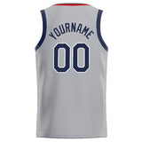 Custom Stitched Basketball Jersey for Men, Women And Kids Gray-Red-Navy