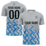 Custom Grey Blue Soccer Jerseys for Men Women Personalized Soccer Uniforms for Adult and Kid