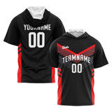 Custom Black Red Short Sleeve Hoodies for Men Women Shirts with Hoods Printed Name Logo