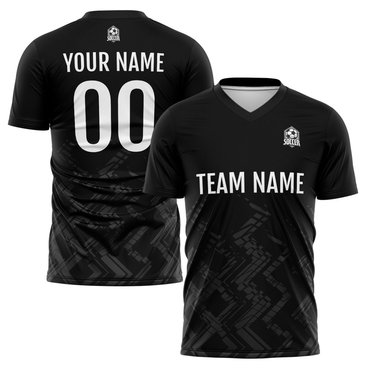 Custom Black Grey Soccer Jerseys for Men Women Personalized Soccer Uniforms for Adult and Kid enthsush