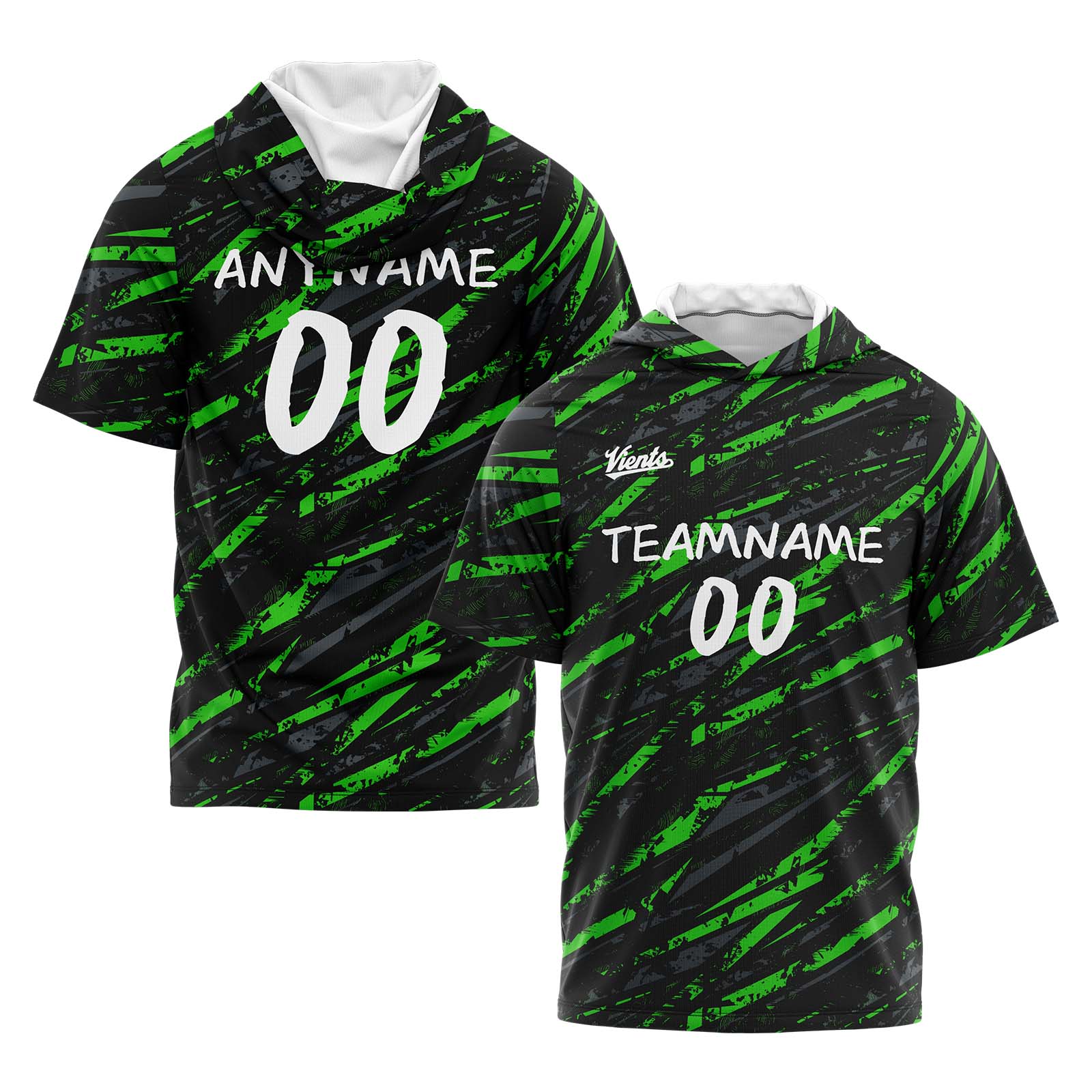 Custom Black Green Short Sleeve Hoodies for Men Women Shirts with Hoods Printed Name Logo enthsush