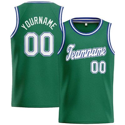 Custom Stitched Basketball Jersey for Men, Women And Kids Kelly Green-White-Royal enthsush