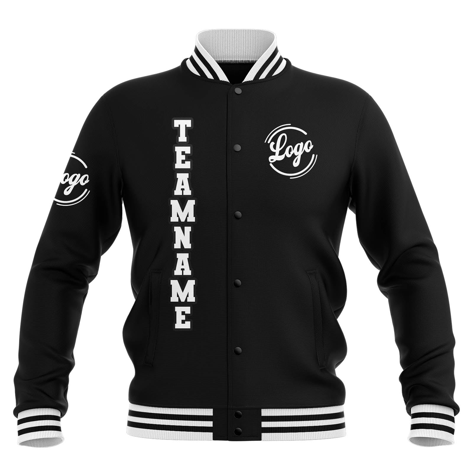 Custom Black White Waterproof Varsity Jackets Personalized Stitched Name Number Logo to Letterman Jackets enthsush