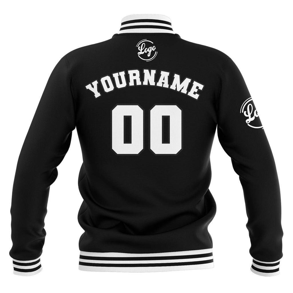 Custom Black White Waterproof Varsity Jackets Personalized Stitched Name Number Logo to Letterman Jackets enthsush