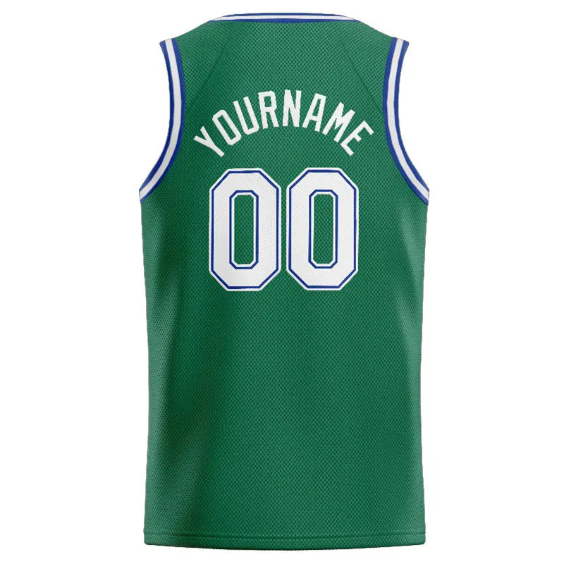 Custom Stitched Basketball Jersey for Men, Women And Kids Kelly Green-White-Royal enthsush