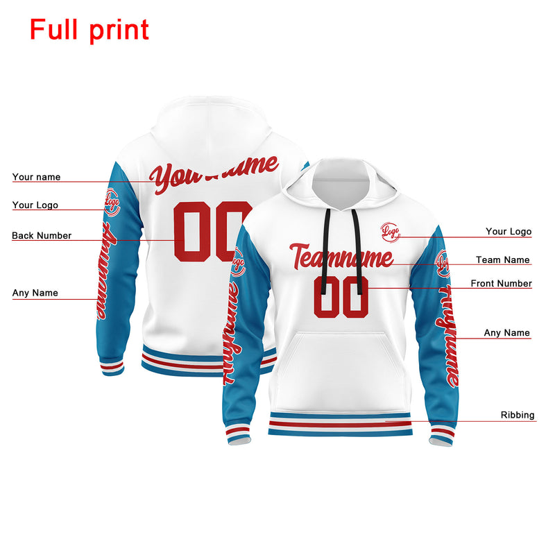 Custom Blue White Red Sweatshirt Hoodie For Men Women Girl Boy Print Your Logo Name Number