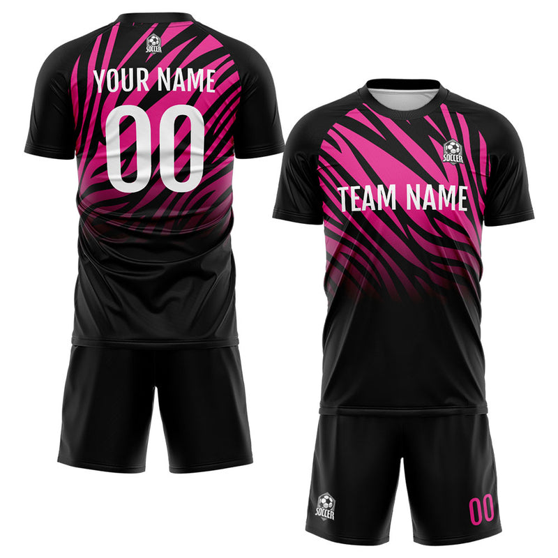 Custom Soccer Jerseys for Men Women Personalized Soccer Uniforms for Adult and Kid Black&Hot pink