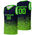 Custom basketball jersey for men and women. Stitched and printed name, number and logo Navy&Neon Green enthsush