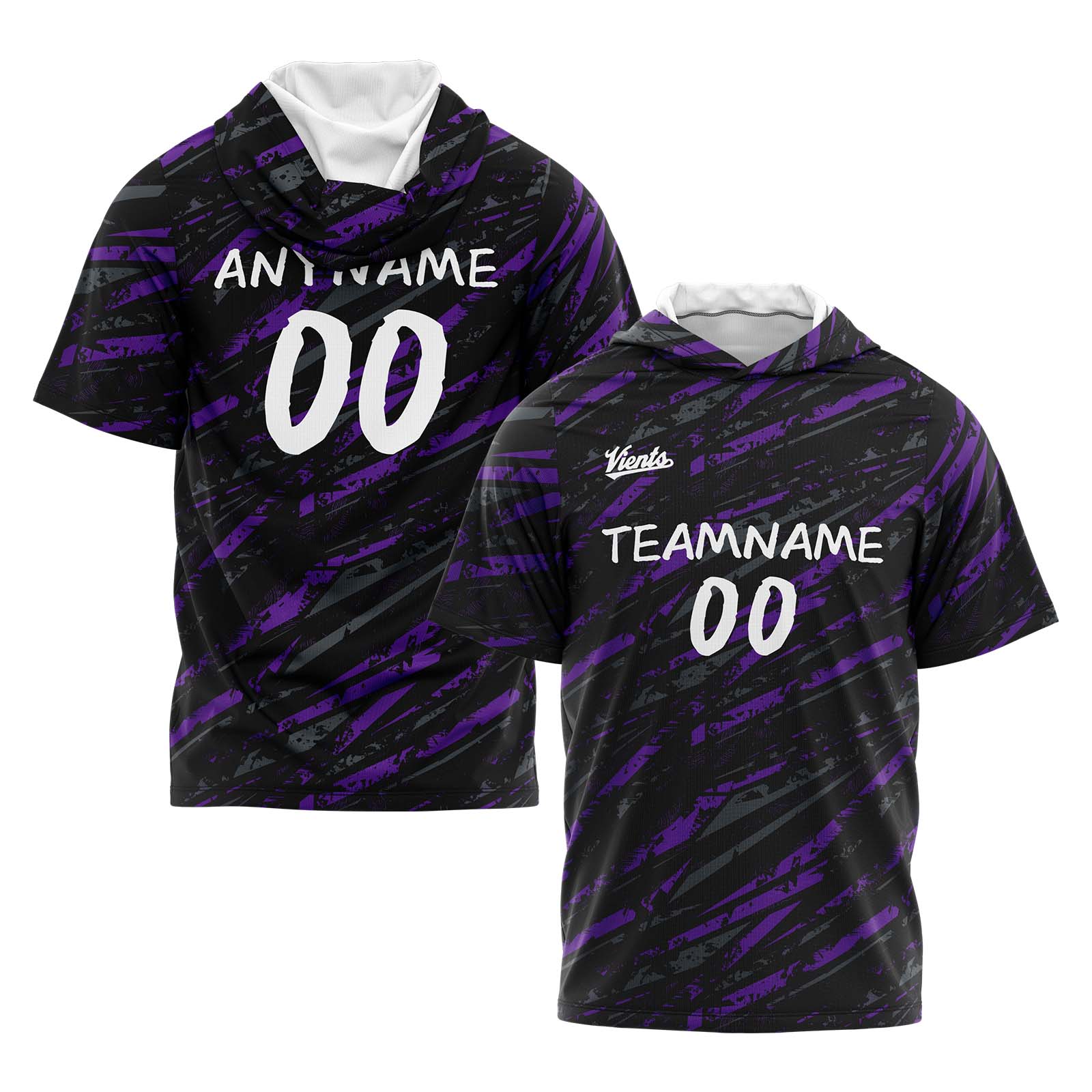 Custom Black Purple Short Sleeve Hoodies for Men Women Shirts with Hoods Printed Name Logo enthsush