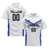 Custom White Blue Sleeve Hoodies for Men Women Shirts with Hoods Printed Name Logo