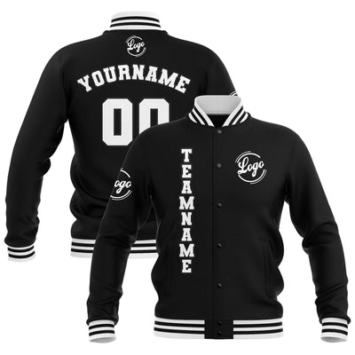 Custom Black White Waterproof Varsity Jackets Personalized Stitched Name Number Logo to Letterman Jackets enthsush