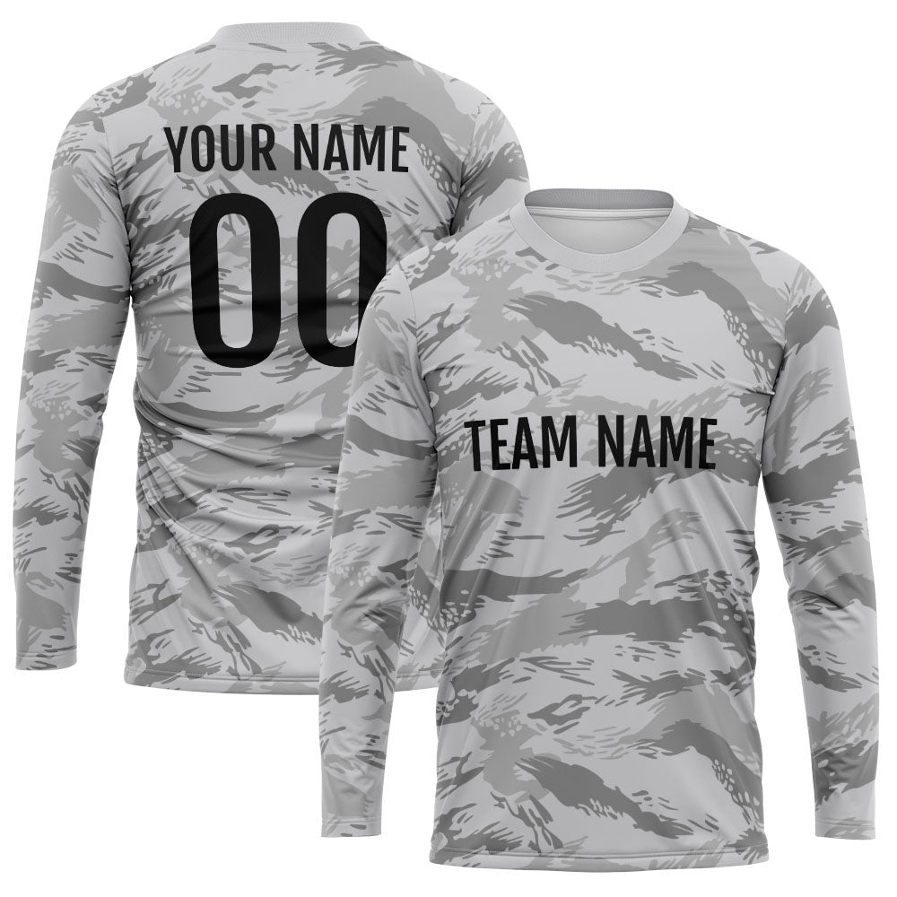 Custom Basketball Soccer Football Shooting Long T-Shirt for Adults and Kids Camouflage Gray enthsush